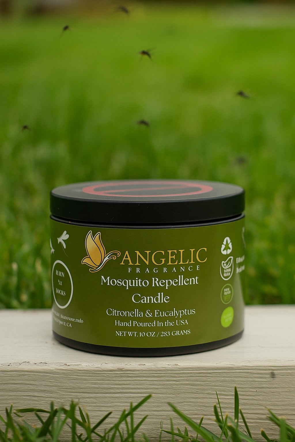 Angelic Fragrance Mosquito Repellent Candle, Citronella & Eucalyptus- 10 oz (283 g) - Angelic Fragrance 